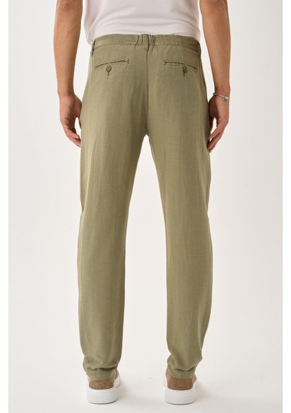 Pileli Bağcıklı Casual Keten Pantolon fırsatları