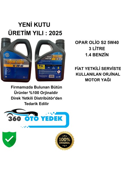 Olio S2 5W40 3 Litre Motor Yağı Üretim Yılı 2025 55175966 modelleri