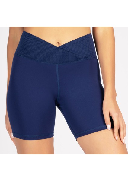 Lacivert Toparlayıcı Kruvaze Bel Detaylı Bisikletçi Şortu Kısa Tayt Vela fiyatları