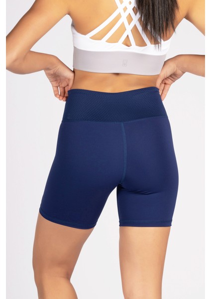 Lacivert Toparlayıcı Kruvaze Bel Detaylı Bisikletçi Şortu Kısa Tayt Vela fırsatları