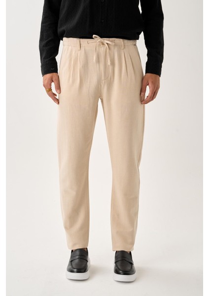 Pileli Bağcıklı Casual Keten Pantolon fiyatları