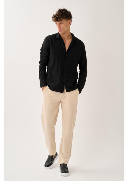 Pileli Bağcıklı Casual Keten Pantolon indirimleri