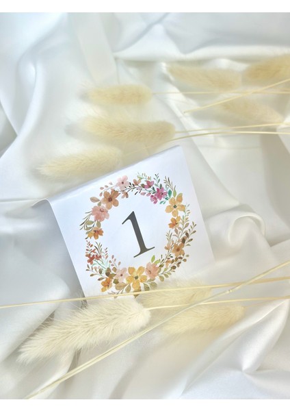 10 Adet Renkli Çiçek Desenli Masa Numara Kartları Düğün Nişan Nikah Kına fiyatları