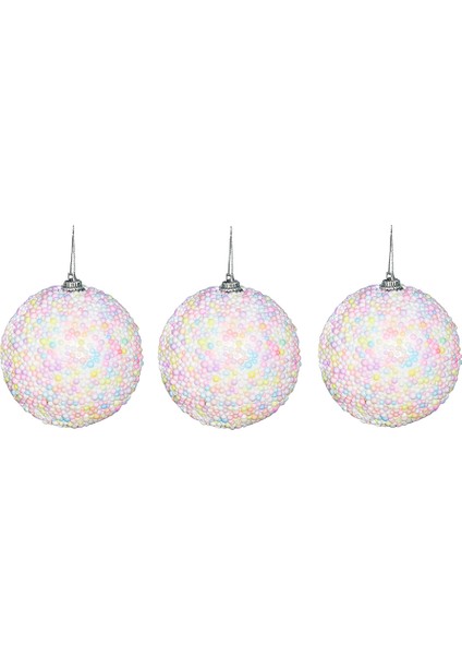 Yılbaşı Süsü Renkli Şekerli 3'lü Top 8 cm