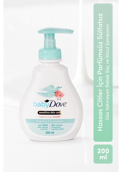 Baby Dove Bebekler için Kokusuz Saç ve Vücut Şampuanı 200 ml