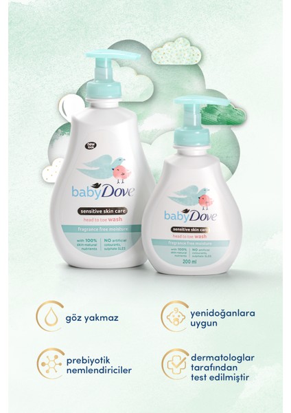 Baby Dove Bebekler için Kokusuz Saç ve Vücut Şampuanı 200 ml fiyatları