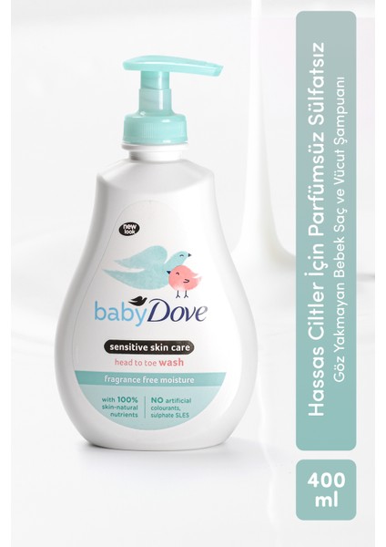 Baby Dove Bebekler için Kokusuz Saç ve Vücut Şampuanı 400 ml