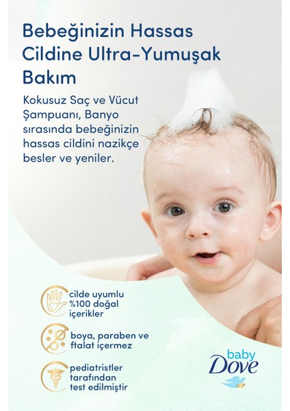 Baby Dove Bebekler için Kokusuz Saç ve Vücut Şampuanı 400 ml fırsatları