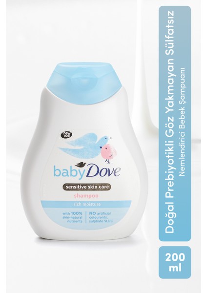 Baby Dove Hassas ve Kuru Cilde Sahip Bebekler İçin Saç Şampuanı 200 ml
