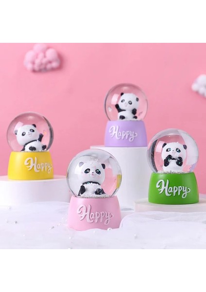 Evimli Panda Tasarımlı Işıklı Kar Küresi – Çocuklar Için Işıklı 9,2x6,7 cm
