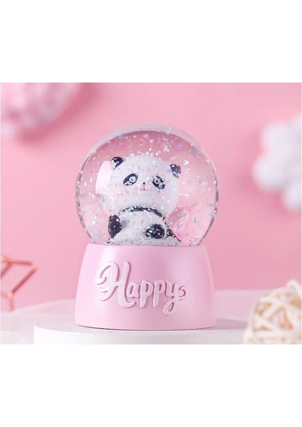 Evimli Panda Tasarımlı Işıklı Kar Küresi – Çocuklar Için Işıklı 9,2x6,7 cm modelleri