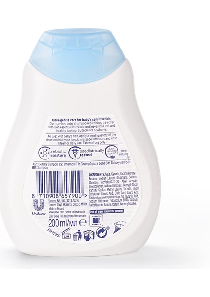 Baby Dove Hassas ve Kuru Cilde Sahip Bebekler İçin Saç Şampuanı 200 ml