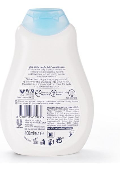 Baby Dove Hassas ve Kuru Cilde Sahip Bebekler İçin Saç Şampuanı 400 ml