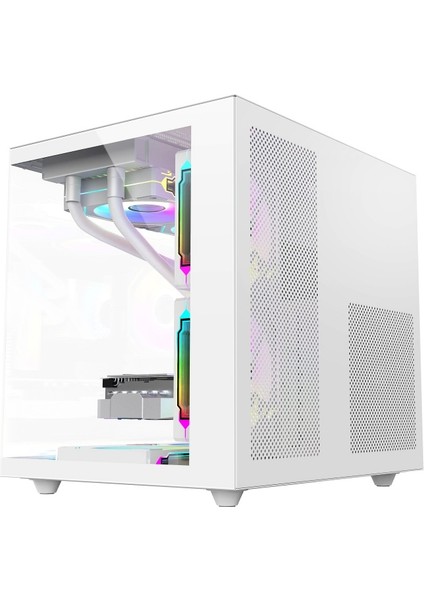 Cool Beyaz Küp Kasa 5X12CM Argb Fanlı M.atx 600W Akvaryum Oyuncu Kasası fırsatları