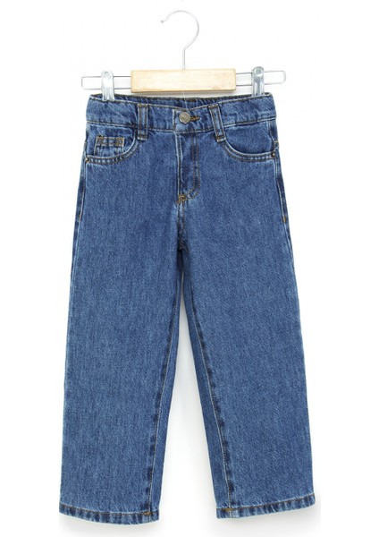 Erkek Bebek Beli Ayarlanabilir Düz Paça Jean Cepli Kot Pantolon