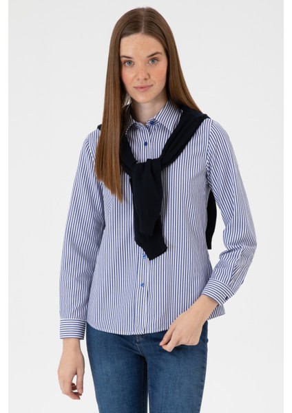 Kadın Saks Gömlek Desenli 50316492-VR045 modelleri