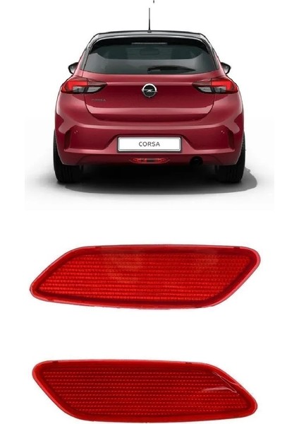 Opel Corsa F 2020-2025 Sağ ve Sol Takım 2 Adet Arka Tampon Alt Köşe Reflektörü Kedi Gözü