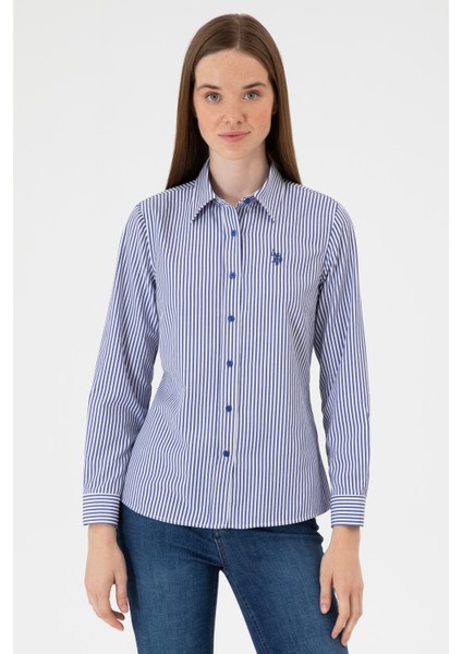 Kadın Saks Gömlek Desenli 50316492-VR045