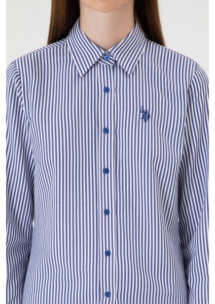 Kadın Saks Gömlek Desenli 50316492-VR045