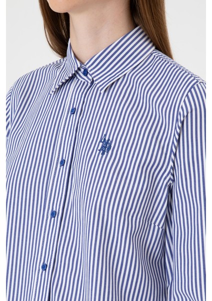 Kadın Saks Gömlek Desenli 50316492-VR045