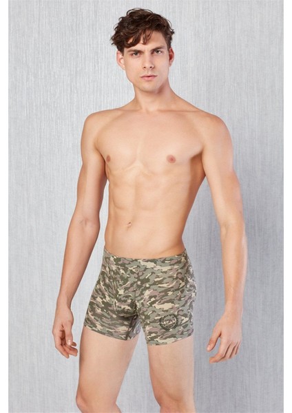 Erkek Modal Kamuflaj Baskılı Torbalı Normal Paça Boxer 1815