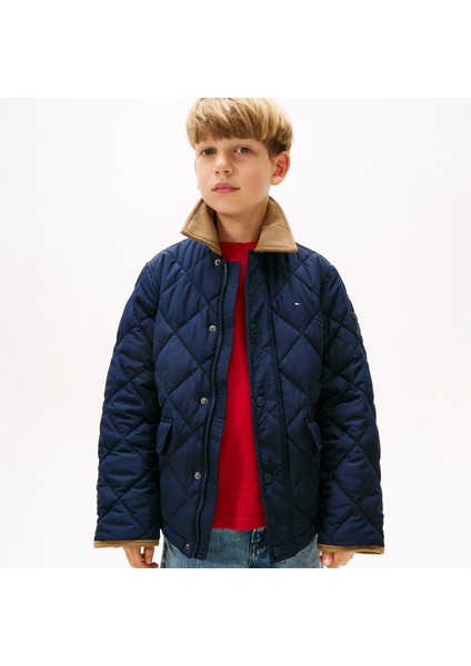 Contrast Collar Quilted Relaxed Çocuk Lacivert CEKET.C1G fiyatları