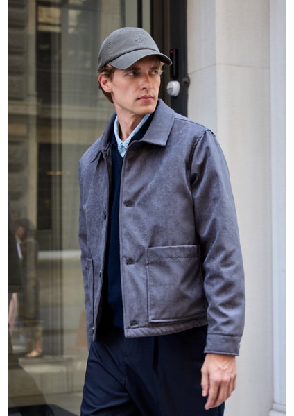 Erkek Süet Kapitoneli Mont Ceket Antrasit fiyatları