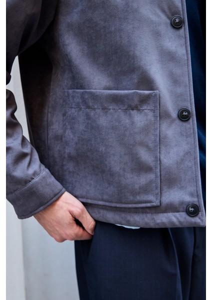 Erkek Süet Kapitoneli Mont Ceket Antrasit indirimleri