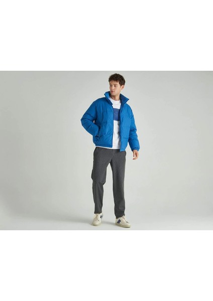 Erkek Saks Mavi Kaztüyü Pufa Mont