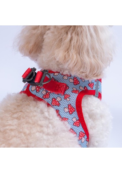 Mushroom Air-Mesh Göğüs Tasması Kedi Köpek Göğüs Tasması Mantar Desenli Köpek Tasması modelleri