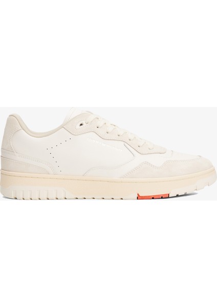 Tommy Jeans Leather Logo Basketball Erkek Beyaz SNEAKER.Z00