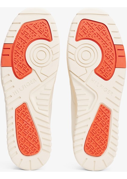 Tommy Jeans Leather Logo Basketball Erkek Beyaz SNEAKER.Z00