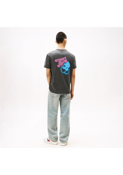 Back Graphic Crew Neck Erkek Gri T-Shirt.0gj modelleri