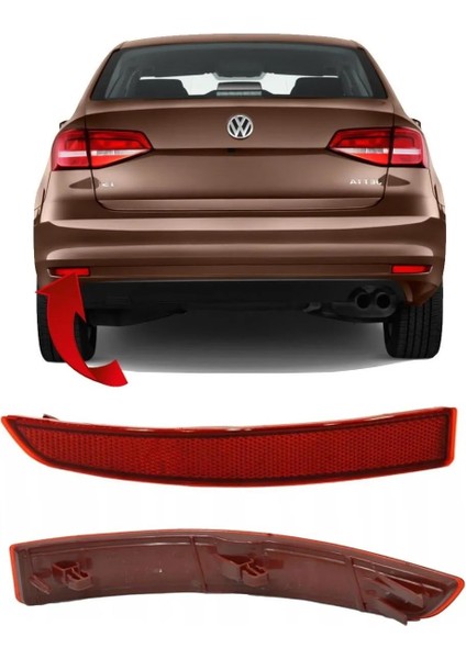 Volkswagen Jetta 2015-2018 Uyumlu Sol Arka Tampon Alt Köşe Reflektörü Yansıtıcı Kedi Gözü 5C6945105B