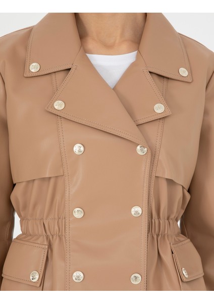 Kadın Bej Suni Deri Ceket 50284050-VR011