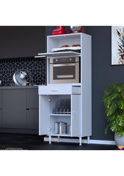 Vio (55X163,4X32,5 Cm) Çekmeceli, Kapaklı, Ekmeklikli. Mini/midi Mikrodalga Mutfak Dolabı modelleri