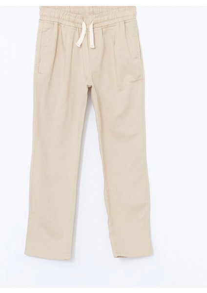 Lcw Kids Bej Beli Lastikli Keten Karışımlı Erkek Çocuk Pantolon