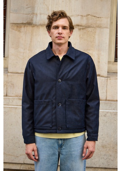 Erkek Süet Kapitoneli Mont Ceket Lacivert fiyatları