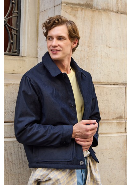 Erkek Süet Kapitoneli Mont Ceket Lacivert indirimleri