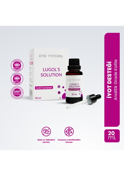 Raw Material Lugol's Solution İyot %5 Damla 20 ml