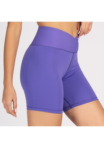 Lila Toparlayıcı Kruvaze Bel Detaylı Bisikletçi Şortu Kısa Tayt Vela modelleri