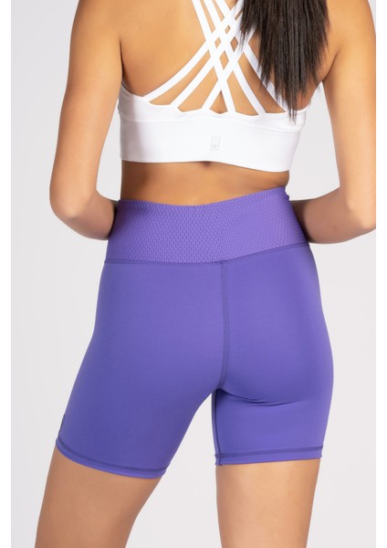 Lila Toparlayıcı Kruvaze Bel Detaylı Bisikletçi Şortu Kısa Tayt Vela indirimleri