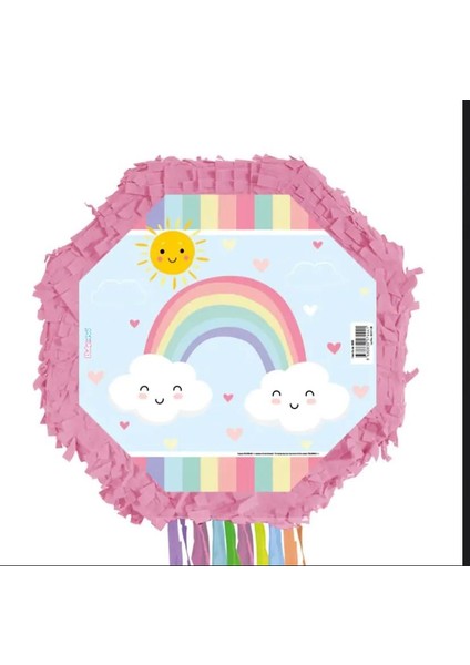 Pinyata Gökkuşaklı-Bulutlu 42cm ahş.sop.mor püsk.