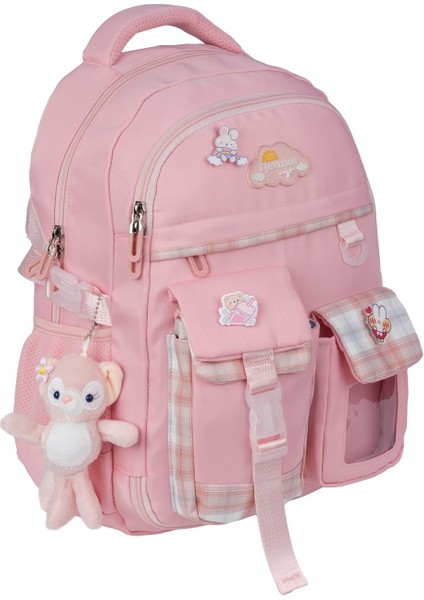 1450 Pembe İthal Kore Tarzı Unisex İlkokul Çocuk Sırt Çantası