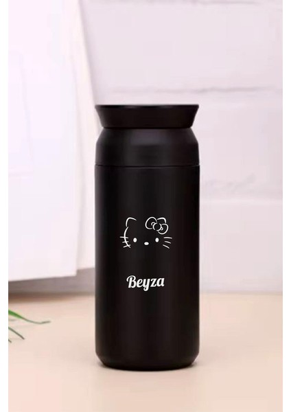 Kişiye Özel 500 ml Paslanmaz Çelik Hello Kitty Baskılı Termos 8 Saat Isı Koruma Kahve ve Çay Termosu