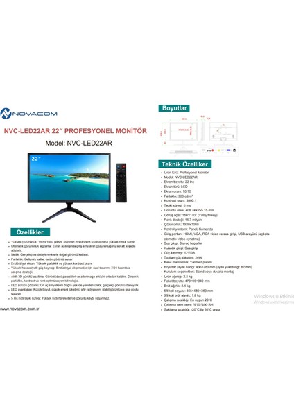 22INÇ Monitör Tekne Karavan Tipi Tv Monitör Tv (12V Girişli) modelleri