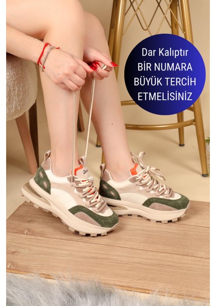 GUJA Cilt Süet Garnili Spor Ayakkabı YEŞİL