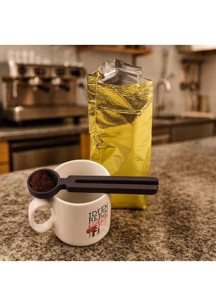 Kahve Paket Mandalı ve Kaşığı