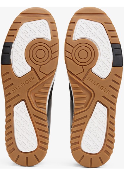 Tommy Jeans Leather Logo Basketball Erkek Siyah Sneaker.bds