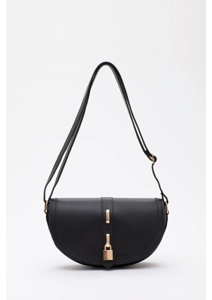 Kilit Detaylı Suni Deri Tek Bölmeli Çıtçıtlı Şık ve Ergonomik Kol ve Omuz Çantası Zarif